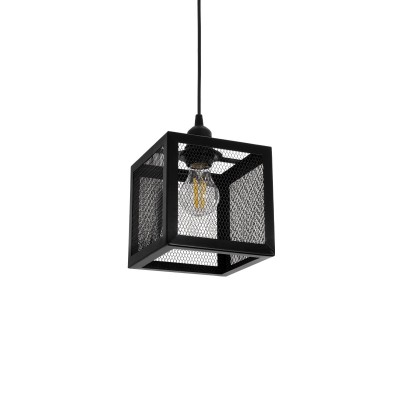 GLOBOSTAR® JAULA 204-0181 Μοντέρνο Κρεμαστό Φωτιστικό Οροφής Μονόφωτο 1 x E27 AC 220-240V IP20 Μαύρο - Μ16 x Π16 x Υ16cm