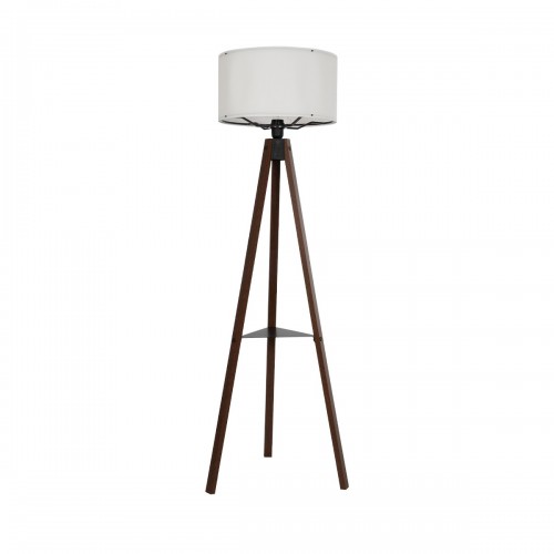 GloboStar® SHELF 204-0129 Μοντέρνο Eπιδαπέδιο Φωτιστικό Μονόφωτο 1 x E27 IP20 Καφέ Ξύλο με Μπεζ Ύφασμα - Μ38 x Π38 x Υ135cm Διακόσμηση - Φως - Χαλιά