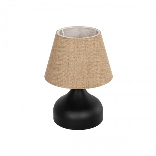 GloboStar® PYRAMID 204-0057 Μοντέρνο Eπιτραπέζιο Φωτιστικό Μονόφωτο 1 x E27 IP20 Μαύρο Μέταλλο με Μπεζ Ύφασμα - Μ22 x Π22 x Υ30cm Διακόσμηση - Φως - Χαλιά