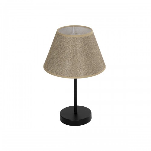 GloboStar® LARA 204-0073 Μοντέρνο Eπιτραπέζιο Φωτιστικό Μονόφωτο 1 x E27 IP20 Μαύρο Μέταλλο με Μπεζ Ύφασμα - Μ22 x Π22 x Υ36cm Διακόσμηση - Φως - Χαλιά