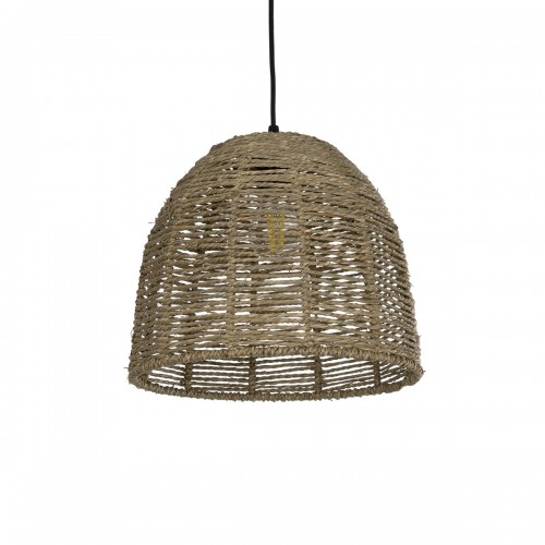 GloboStar® MEKA 204-0162 Boho Κρεμαστό Φωτιστικό Καμπάνα Μονόφωτο 1 x E27 IP20 Καφε Σχοινί - Μ31 x Π31 x Υ26cm Διακόσμηση - Φως - Χαλιά
