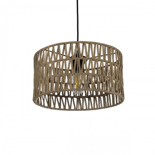 GloboStar® POMEGRANDE 204-0166 Boho Κρεμαστό Φωτιστικό Kαπέλο Μονόφωτο 1 x E27 IP20 Μπεζ Σχοινί - Μ30 x Π30 x Υ16cm Διακόσμηση - Φως - Χαλιά