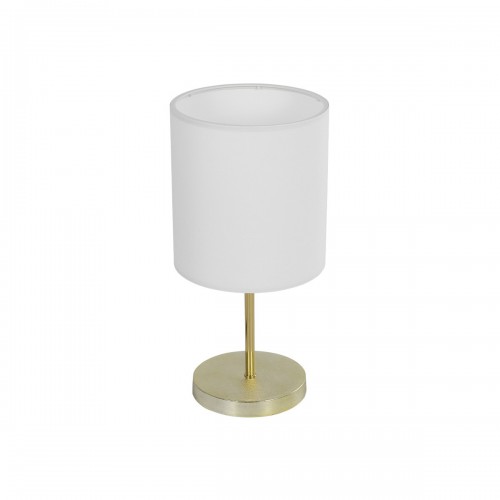 GloboStar® GLOSSY 204-0078 Μοντέρνο Eπιτραπέζιο Φωτιστικό Μονόφωτο 1 x E27 IP20 Χρυσό Μέταλλο με Μπεζ Ύφασμα - Μ15 x Π15 x Υ39cm Διακόσμηση - Φως - Χαλιά