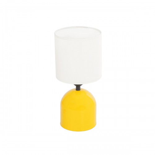 GloboStar® LOREN 204-0137 Μοντέρνο Eπιτραπέζιο Φωτιστικό Μονόφωτο 1 x E27 IP20 Κίτρινο Μέταλλο με Μπεζ Ύφασμα - Μ15 x Π15 x Υ31cm Διακόσμηση - Φως - Χαλιά