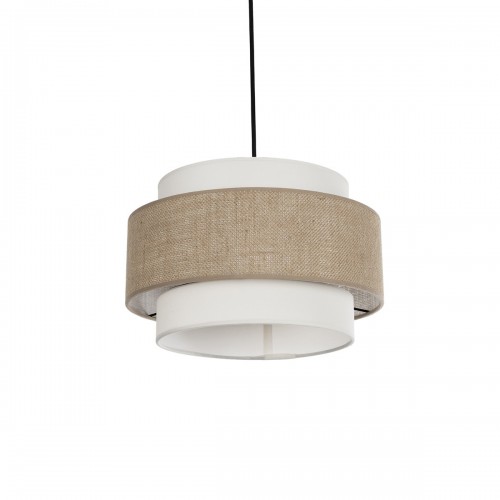 GloboStar® SOHO 204-0172 Μοντέρνο Κρεμαστό Φωτιστικό Kαπέλο Μονόφωτο 1 x E27 IP20 Μπεζ & Καφέ Ύφασμα - Μ30 x Π30 x Υ20cm Διακόσμηση - Φως - Χαλιά