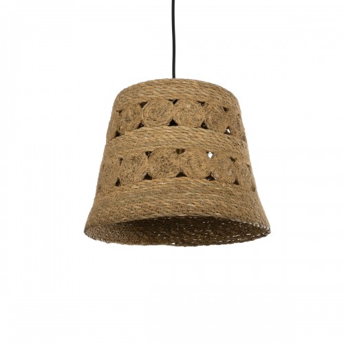 GloboStar® PANIER 204-0171 Boho Κρεμαστό Φωτιστικό Καμπάνα Μονόφωτο 1 x E27 IP20 Μπεζ Σχοινί - Μ32 x Π32 x Υ30cm Διακόσμηση - Φως - Χαλιά