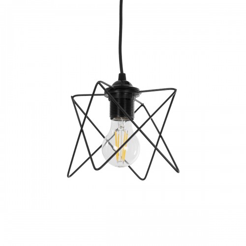GloboStar® PATRICK 204-0109 Μοντέρνο Κρεμαστό Φωτιστικό Πλέγμα Μονόφωτο 1 x E27 IP20 Μαύρο Μέταλλο - Μ25 x Π25 x Υ55cm Διακόσμηση - Φως - Χαλιά