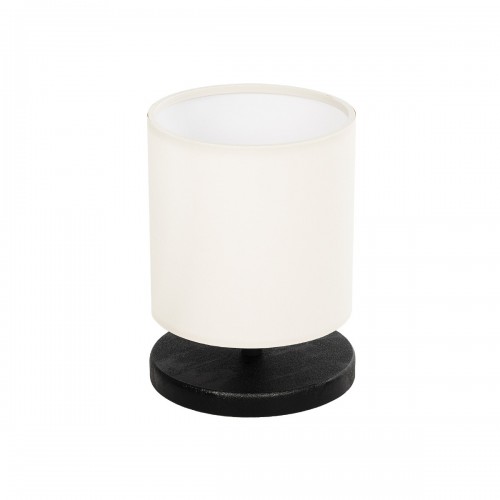 GloboStar® MINNIE 204-0062 Μοντέρνο Eπιτραπέζιο Φωτιστικό Μονόφωτο 1 x E27 IP20 Μαύρο Ξύλο με Μπεζ Ύφασμα - Μ15 x Π15 x Υ22cm Διακόσμηση - Φως - Χαλιά
