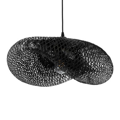 GLOBOSTAR® MEXICO 02201 Boho Κρεμαστό Φωτιστικό Οροφής με Ντουί 1 x E27 AC 220-240V IP20 - Μαύρο - Μ65 x Π45 x Υ18cm