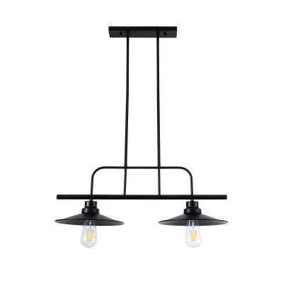 GLOBOSTAR® REGAL 01007 Vintage Κρεμαστό Φωτιστικό Οροφής με Ντουί 2 x E27 AC 220-240V IP20 - Μαύρο - Μ67 x Π26 x Υ85cm
