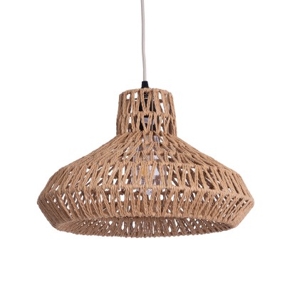 GLOBOSTAR® JENSON 00910 Boho Κρεμαστό Φωτιστικό Οροφής με Ντουί 1 x E27 AC 220-240V IP20 - Μπεζ - Μ38 x Π38 x Υ24cm