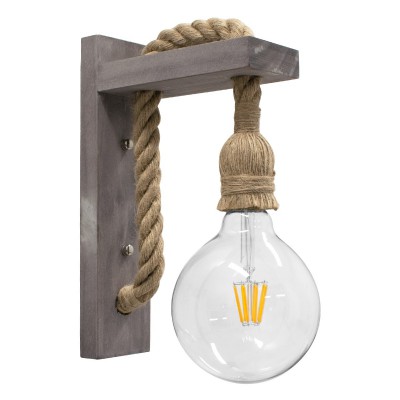 GLOBOSTAR® KENSI 00879 Boho Φωτιστικό Τοίχου - Απλίκα με Ντουί 1 x E27 AC 220-240V IP20 - Καφέ & Μπεζ - Μ7 x Π20 x Υ30cm
