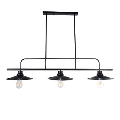 GLOBOSTAR® REGAL 01009 Vintage Φωτιστικό Οροφής με Ντουί 3 x E27 AC 220-240V IP20 - Μαύρο - Μ110 x Π26 x Υ75cm