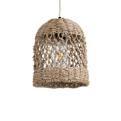 GLOBOSTAR® ECUADOR 02121 Boho Κρεμαστό Φωτιστικό Οροφής με Ντουί 1 x E27 AC 220-240V IP20 - Μπεζ - Μ20 x Π20 x Υ25cm