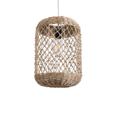 GLOBOSTAR® ECUADOR 02117 Boho Κρεμαστό Φωτιστικό Οροφής με Ντουί 1 x E27 AC 220-240V IP20 - Μπεζ - Μ28 x Π28 x Υ40cm