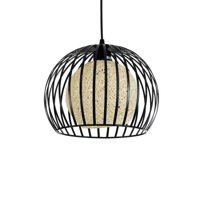 GLOBOSTAR® CARTER 00960 Μοντέρνο Κρεμαστό Φωτιστικό Οροφής με Ντουί 1 x E27 AC 220-240V IP20 - Μαύρο & Μπεζ - Μ28 x Π28 x Υ23cm