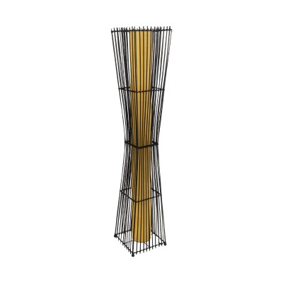 GLOBOSTAR® PALMA 02274 Boho Επιδαπέδιο Φωτιστικό με Ντουί 2 x E27 AC 220-240V IP20 - Μαύρο & Μπεζ - Μ25 x Π25 x Υ140cm