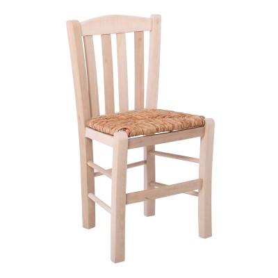 CASA Καρέκλα Οξιά Άβαφη με Ψάθα Αβίδωτη 42x45x88cm/Ρ966,0