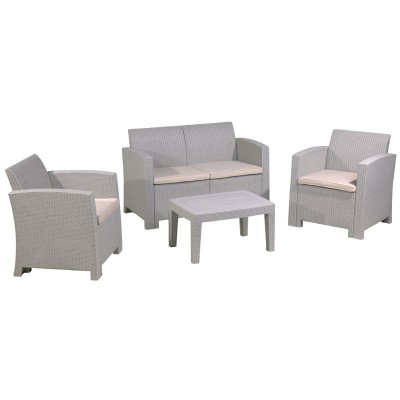 SAVANNA Set Σαλόνι Κήπου Βεράντας K/D, PP-UV Sand Grey Μαξιλάρια Μπεζ Table+Sofa 2Seater+2 Armchairs/Ε352,1 SAVANNA Set Σαλόνι Κήπου Βεράντας K/D, PP-UV Sand Grey Μαξιλάρια Μπεζ Table+Sofa 2Seater+2 Armchairs/Ε352,1