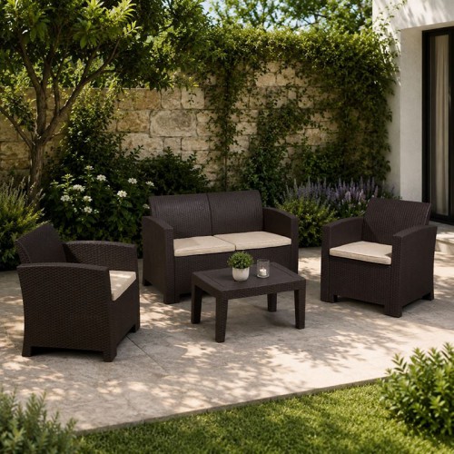 SAVANNA Set Σαλόνι Κήπου Βεράντας K/D, PP-UV Καφέ Μαξιλάρια Grey-White Table+Sofa 2Seater+2 Armchairs/Ε352,2 Εξωτερικού Χώρου SAVANNA Set Σαλόνι Κήπου Βεράντας K/D, PP-UV Καφέ Μαξιλάρια Grey-White Table+Sofa 2Seater+2 Armchairs/Ε352,2 Εξωτερικού Χώρου