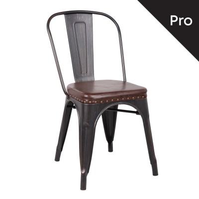 RELIX Καρέκλα-Pro, Στοιβαζόμενη, Μέταλλο Βαφή Antique Black, Pu Σκούρο Καφέ 45x51x82cm/Ε5191P,10 RELIX Καρέκλα-Pro, Στοιβαζόμενη, Μέταλλο Βαφή Antique Black, Pu Σκούρο Καφέ 45x51x82cm/Ε5191P,10