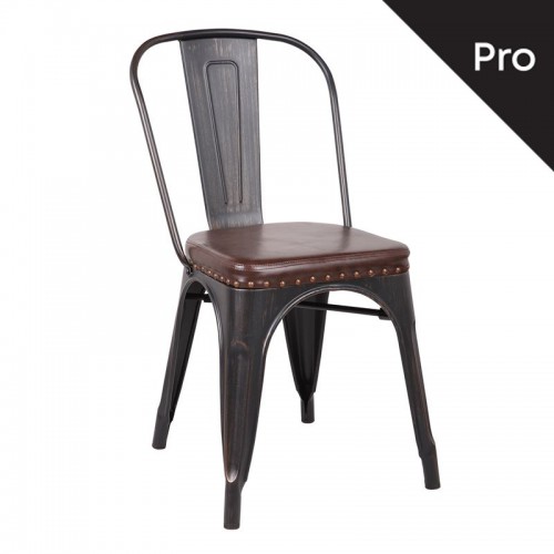 RELIX Καρέκλα-Pro, Στοιβαζόμενη, Μέταλλο Βαφή Antique Black, Pu Σκούρο Καφέ 45x51x82cm/Ε5191P,10 RELIX Καρέκλα-Pro, Στοιβαζόμενη, Μέταλλο Βαφή Antique Black, Pu Σκούρο Καφέ 45x51x82cm/Ε5191P,10