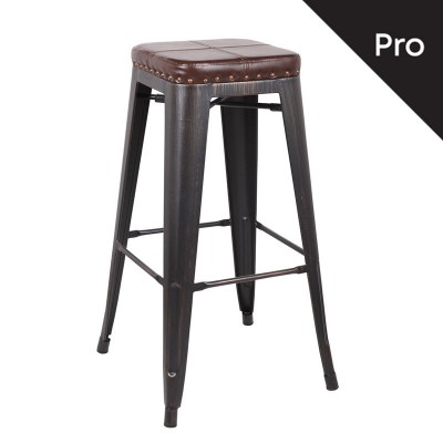 RELIX Σκαμπό Bar-Pro, Στοιβαζόμενο, Μέταλλο Βαφή Antique Black, Pu Σκούρο Καφέ 43x43x78cm/Ε5190P,10 RELIX Σκαμπό Bar-Pro, Στοιβαζόμενο, Μέταλλο Βαφή Antique Black, Pu Σκούρο Καφέ 43x43x78cm/Ε5190P,10