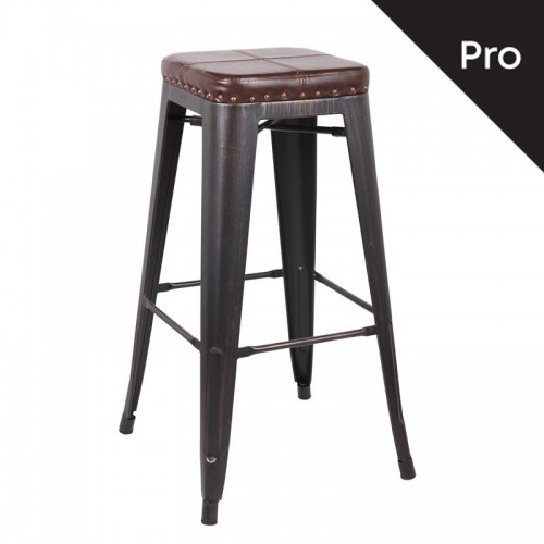 RELIX Σκαμπό Bar-Pro, Μέταλλο Βαφή Antique Black, Pu Σκούρο Καφέ 43x43x78cm/Ε5190P,10 Σκαμπώ RELIX Σκαμπό Bar-Pro, Μέταλλο Βαφή Antique Black, Pu Σκούρο Καφέ 43x43x78cm/Ε5190P,10 Σκαμπώ
