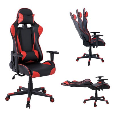 BF8050 Gaming Πολυθρόνα Γραφείου, Ανάκλιση Πλάτης έως 90°, Pu Μαύρο - Κόκκινο 70x67/134x125/135cm/ΕΟ577
