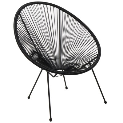ACAPULCO Πολυθρόνα Μέταλλο Βαφή Μαύρο, Plastic Rattan Μαύρο 70x69x81cm/Ε245,2