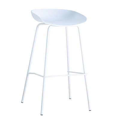 PENTOS Σκαμπό BAR, Μέταλλο Βαφή Άσπρο, PP Άσπρο 49x46x76/83cm/Ε511,2
