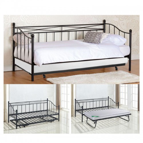 MARIN Daybed Κρεβάτι (90x190) + Βοηθητικό Κρεβάτι (85x185) Μέταλλο Βαφή Μαύρο 198x97x93 + 185x85x36cm/Ε8043,1 MARIN Daybed Κρεβάτι (90x190) + Βοηθητικό Κρεβάτι (85x185) Μέταλλο Βαφή Μαύρο 198x97x93 + 185x85x36cm/Ε8043,1
