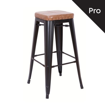 RELIX Σκαμπό Bar-Pro, Στοιβαζόμενο, Μέταλλο Βαφή Μαύρο Matte, Pu Camel 43x43x78cm/Ε5190P,14M RELIX Σκαμπό Bar-Pro, Στοιβαζόμενο, Μέταλλο Βαφή Μαύρο Matte, Pu Camel 43x43x78cm/Ε5190P,14M