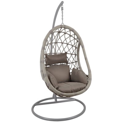 MACAN Κρεμαστή Πολυθρόνα, PE Wicker Grey, Μέταλλο Βαφή Γκρι, Μαξιλάρι Cappuccino Φ105x203cm/Ε6766,2 MACAN Κρεμαστή Πολυθρόνα, PE Wicker Grey, Μέταλλο Βαφή Γκρι, Μαξιλάρι Cappuccino Φ105x203cm/Ε6766,2
