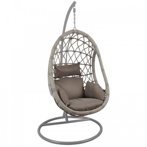 MACAN Κρεμαστή Πολυθρόνα, Wicker Grey, Μέταλλο Βαφή Γκρι, Μαξιλάρι Cappuccino Φ105x203cm/Ε6766,2 MACAN Κρεμαστή Πολυθρόνα, Wicker Grey, Μέταλλο Βαφή Γκρι, Μαξιλάρι Cappuccino Φ105x203cm/Ε6766,2