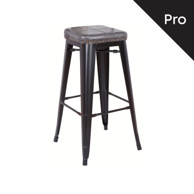 RELIX Σκαμπό Bar-Pro, Στοιβαζόμενο, Μέταλλο Βαφή Μαύρο Matte, Pu Σκούρο Γκρι 43x43x78cm/Ε5190P,12M RELIX Σκαμπό Bar-Pro, Στοιβαζόμενο, Μέταλλο Βαφή Μαύρο Matte, Pu Σκούρο Γκρι 43x43x78cm/Ε5190P,12M