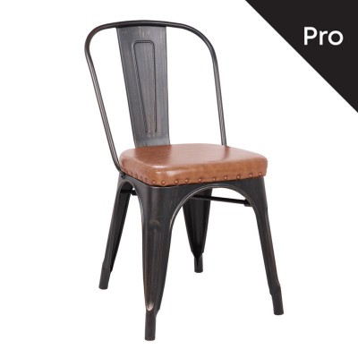 RELIX Καρέκλα-Pro, Στοιβαζόμενη, Μέταλλο Βαφή Antique Black, Pu Camel 45x51x82cm/Ε5191P,104 RELIX Καρέκλα-Pro, Στοιβαζόμενη, Μέταλλο Βαφή Antique Black, Pu Camel 45x51x82cm/Ε5191P,104