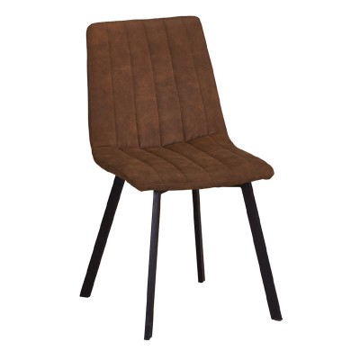 ΣΕΤ BETTY Καρέκλα Μέταλλο Βαφή Μαύρο, Ύφασμα Suede Καφέ 45x60x87cm/ΕΜ791,2