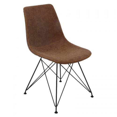 ΣΕΤ PANTON Καρέκλα Μέταλλο Βαφή Μαύρο, PU Vintage Brown 43x57x81cm/ΕΜ777,2 ΣΕΤ PANTON Καρέκλα Μέταλλο Βαφή Μαύρο, PU Vintage Brown 43x57x81cm/ΕΜ777,2
