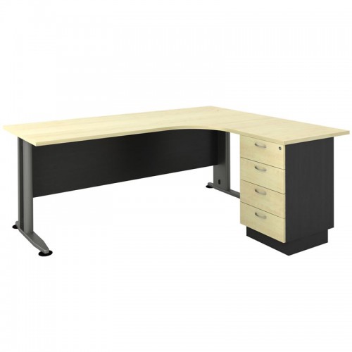 SUPERIOR COMPACT Δεξιά Γωνία Απόχρωση Dark Grey - Beech 180x70x75 / 150x60x75cm/ΕΟ995 Έπιπλα Γραφείου