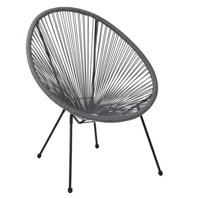 ACAPULCO Πολυθρόνα Μέταλλο Βαφή Μαύρο, Rattan Γκρι 70x69x81cm/Ε245,4