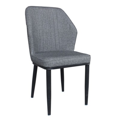 ΣΕΤ DELUX Καρέκλα Μέταλλο Βαφή Μαύρο, Linen PU Ανθρακί 49x51x89cm/ΕΜ156,1