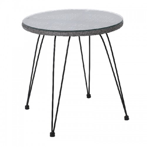 SALSA Τραπέζι Μέταλλο Βαφή Μαύρο, Wicker Γκρι Φ52cm H.53cm/Ε244,Τ1 SALSA Τραπέζι Μέταλλο Βαφή Μαύρο, Wicker Γκρι Φ52cm H.53cm/Ε244,Τ1