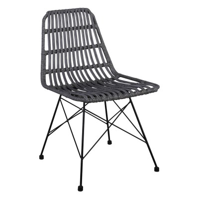 SALSA Καρέκλα Κήπου Βεράντας Μέταλλο Βαφή Μαύρο, Wicker Γκρι 48x59x80cm/Ε241,2