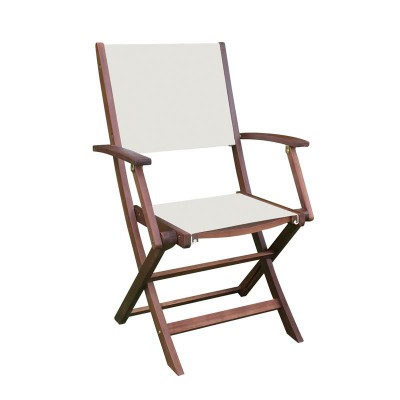 ΣΕΤ CRICKET Πολυθρόνα Πτυσσόμενη Ξύλο Acacia, Textilene Άσπρο 55x59x92cm/Ε20120,9