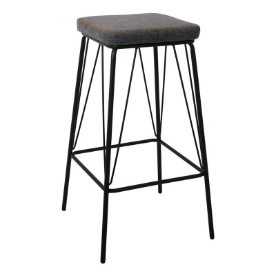 ΣΕΤ PANTON Σκαμπό BAR, Μέταλλο Βαφή Μαύρο, PU Απόχρωση Vintage Grey 43x43x76cm/ΕΜ779,1