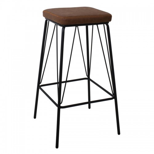 PANTON Σκαμπό BAR, Μέταλλο Βαφή Μαύρο, PU Απόχρωση Vintage Brown 43x43x76cm/ΕΜ779,2 Τραπεζαρία PANTON Σκαμπό BAR, Μέταλλο Βαφή Μαύρο, PU Απόχρωση Vintage Brown 43x43x76cm/ΕΜ779,2 Τραπεζαρία