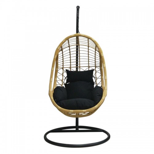 SALSA Κρεμαστή Πολυθρόνα, Wicker Φυσικό, Μέταλλο Βαφή Μαύρο, Μαξιλάρι Μαύρο Φ105x203cm/Ε6768,1 Κούνιες - Φωλιές - Αιώρες 