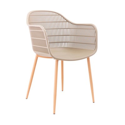ΣΕΤ BERRY Πολυθρόνα Μέταλλο Βαφή Φυσικό, PP-UV Tortora 58x58x85cm/ΕΜ155,3
