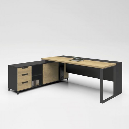 PROJECT Γραφείο Αναστρέψιμη Γωνία, Απόχρωση Sonoma - Γκρι 180x70/160x40 (H.75)cm/ΕΟ910 Έπιπλα Γραφείου